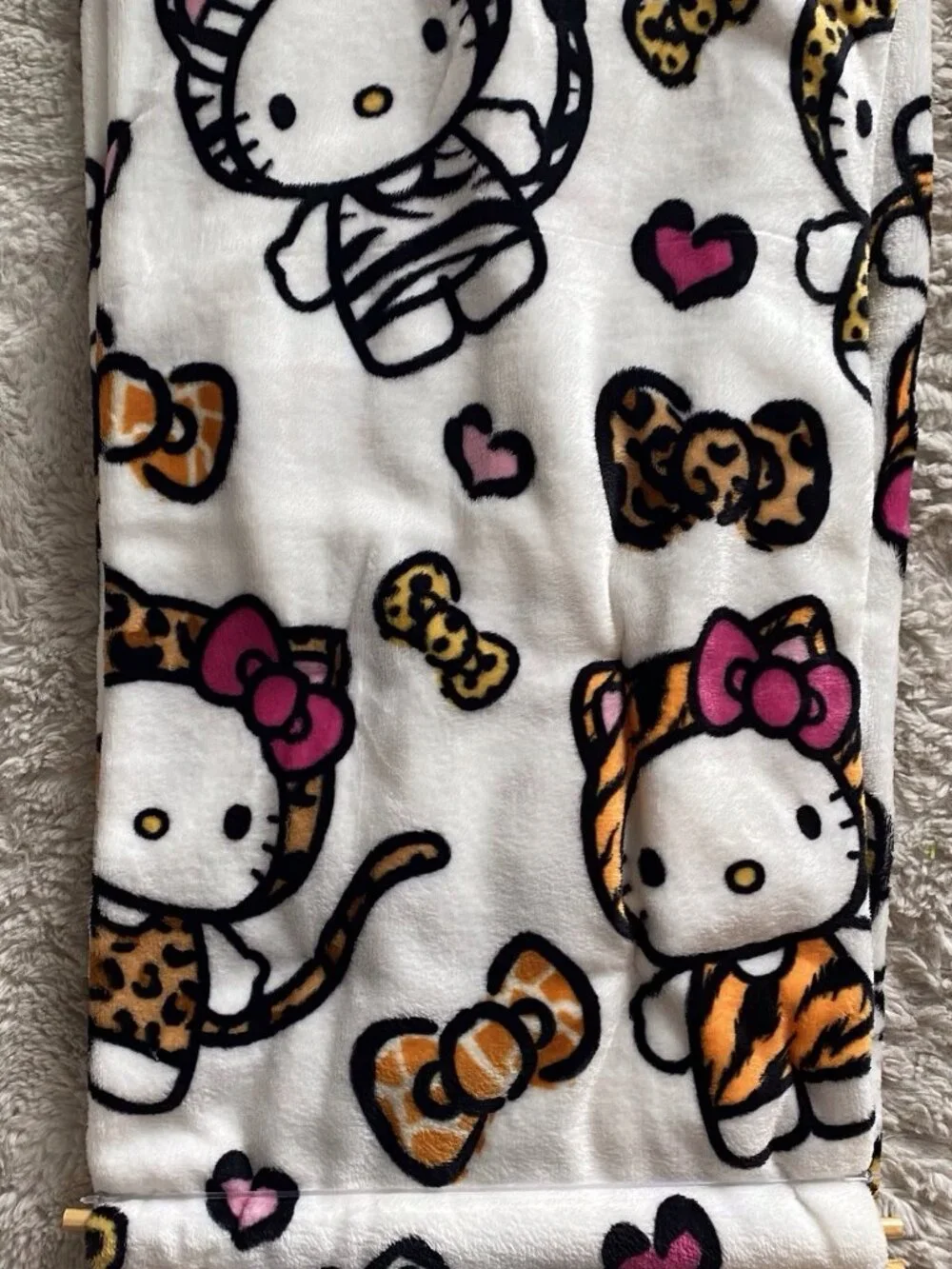 Hello Kitty Animal Print Soft Throw Blanket 50” X 70” Tiger Zebra Cheetah NEW